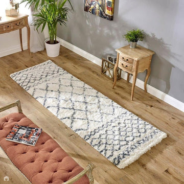 Alto AL02 Modern Moroccan Berber Soft Plush Boho Shaggy Cream/Grey Runner-Asiatic Carpets-Rug Love - The Most Loved Rug Store
